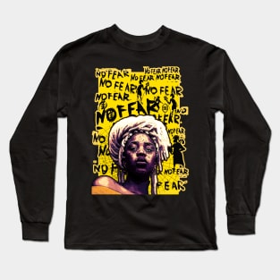 No Fear Strong Black Woman Adinkra Symbol Long Sleeve T-Shirt